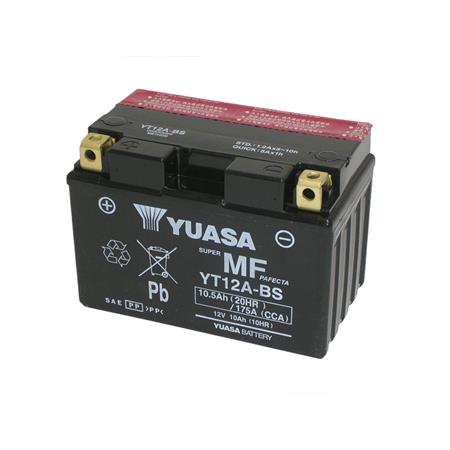 Batteria Yuasa YT12A-BS, 12 Volt - 10 Ah, sigillata tipo MF, ricambio 0651110