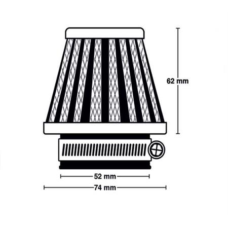 Filtro aria potenza universale MEIWA M5006 in rete per carburatori con attacco diametro 52 mm (SGR), ricambio 264005