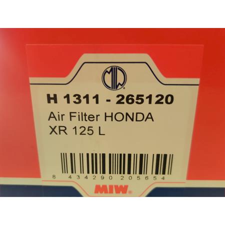 Filtro aria miw honda xr 125 l, ricambio 265120