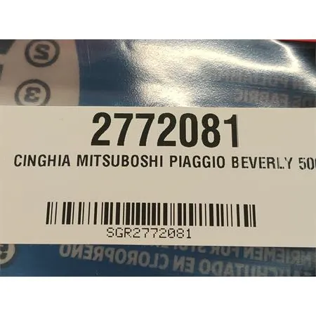 2772081 Cinghia di trasmissione Mitsuboshi Piaggio Beverly 500 (SGR, Denso, Leonelli, Hyflo, Yuasa)