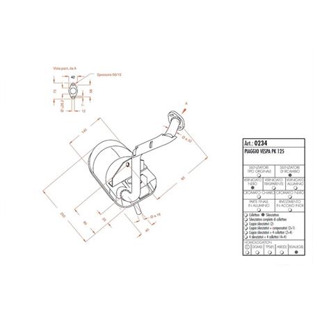 Marmitta Sito per Piaggio vespa pk 125 cc, ricambio 0234