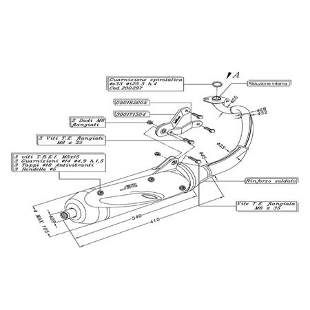 Marmitta sito tipo originale per scooter Yamaha neo's 50 '04-'08, ricambio 0734