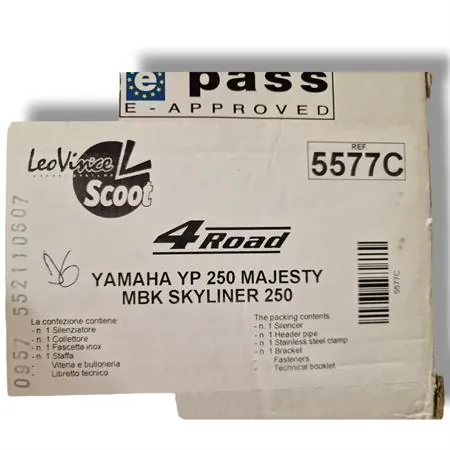 5577C Marmitta leovince 4-road per maxi scooter Yamaha Majesty 250 DX e MBK Skyliner 250 cc prodotti fino al 1999