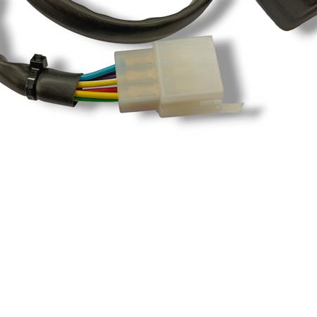Dispositivo comandi elettrici sinistro Domino con funzione frecce, fanali abbaglianti e anabbaglianti e clacson per applicazione enduro e motard 50 cc, ricambio 0051AA2B0403