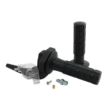 Comando gas modello formula completo di coppia manopole da cross in gomma di colore nero (Tommaselli, Domino), ricambio 050003-01