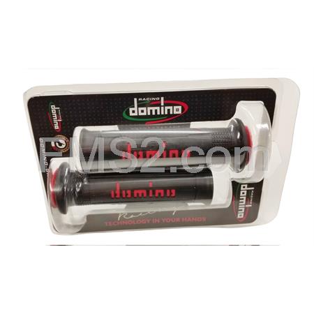Manopole Domino in gomma di colore nero e rosso modello soft road, ricambio A25041C4240B7-0