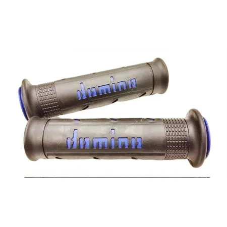 Manopole in gomma morbida Domino - Tommaselli di colore nero e blu modello per moto stradale super soft road, ricambio A25041C4840B7-0