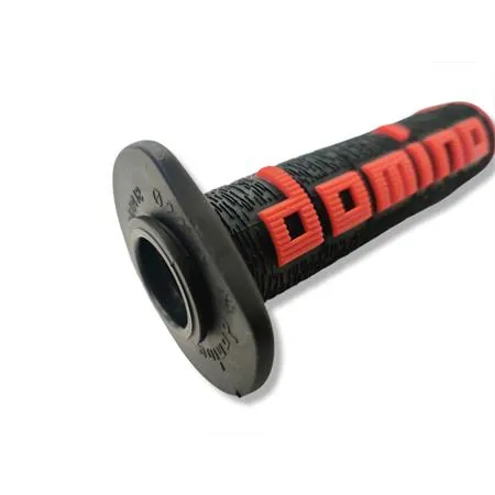 Coppia manopole Domino Tommaselli in gomma di colore nero e rosso per applicazione off road, ricambio A36041C4042A7-0