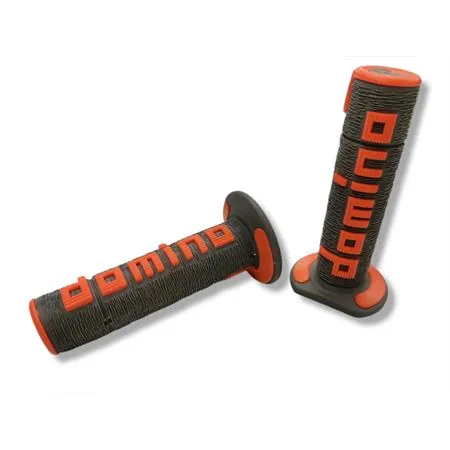 A36041C5245A7-0 Manopole Domino Tommaselli in gomma di colore grigio e arancione per applicazione off road