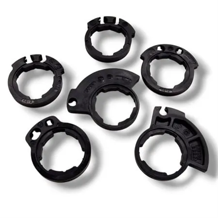 D20046C4045H8-0 Manopole DOMINO D200 con ghiere modello Lock-On in gomma di colore nero/arancione