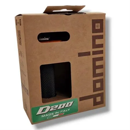 D20046C4045H8-0 Manopole DOMINO D200 con ghiere modello Lock-On in gomma di colore nero/arancione