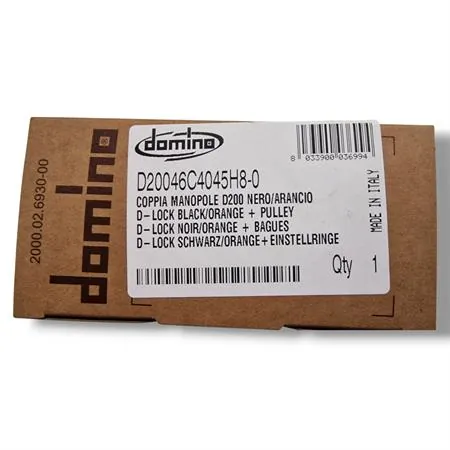 D20046C4045H8-0 Manopole DOMINO D200 con ghiere modello Lock-On in gomma di colore nero/arancione