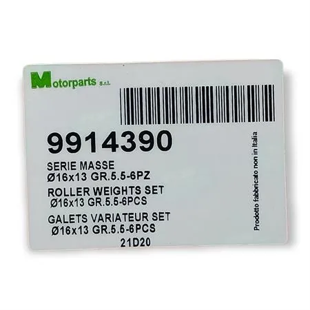 Kit rulli variatore 16x13 colore arancione peso grammi 5.5, ricambio 9914390