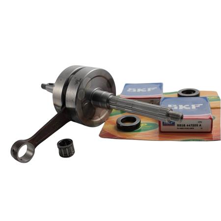 Albero motore completo  Top Tpr corsa 39.3 mm e biella 80 mm per scooter con motore Piaggio raffreddati ad aria e liquido completo di cuscinetti e paraolio banco, ricambio 9926180