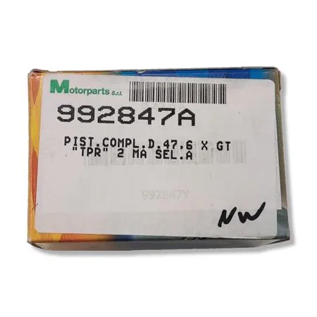 Pistone completo con diametro 47,6 mm mono fascia, spinotto 10 mm con selezione A per gruppi termici TPR 2 scooter con motore Minarelli orizzontale liquido, ricambio 992847A