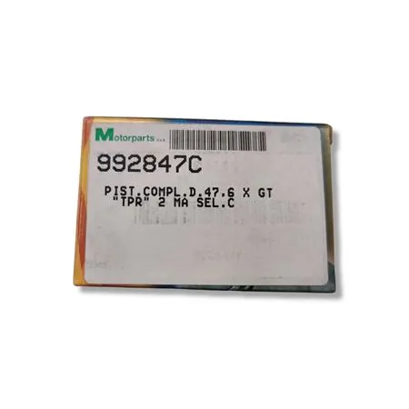 Pistone completo con diametro 47,6 mm mono fascia, spinotto 10 mm con selezione C per gruppi termici TPR 2 scooter con motore Minarelli orizzontale liquido, ricambio 992847C