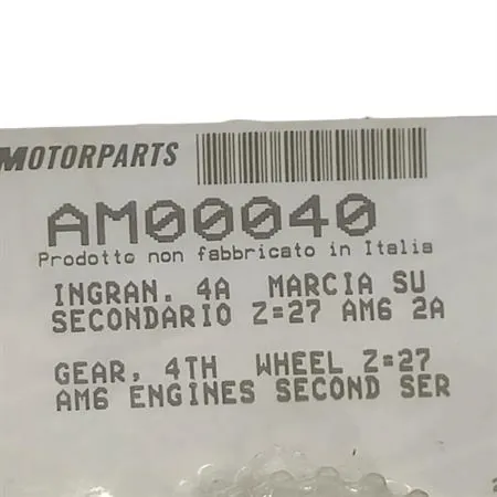 AM00040 Ingranaggio 4° marcia con 27 denti su albero secondario del cambio per motori Minarelli AM6 seconda serie