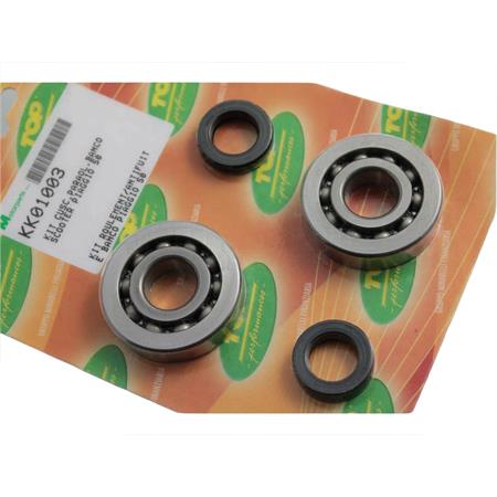Kit cuscinetti e paraolio DR con cuscinetti CJB SC04A47/CS24 con gabbia in acciaio + coppia paraolio di banco albero motore. kit per tutti gli scooter con motori Piaggio/Gilera con raffreddamento aria e liquido, ricambio KK01003