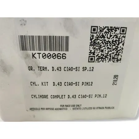 KT00066 Motore gruppo termico completo di pistone diametro 43 mm (cilindrata 60 cc) e spinotto diametro 12mm per Piaggio Ciao, Si, Bravo, Boxer, Grillo
