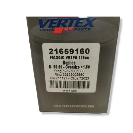 Pistone Piaggio Vespa 125 ET3 diametro 56.60 (Vertex), ricambio 21659160