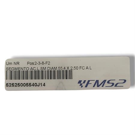 Segmento Vertex AC. L. SM con diametro 55,4 x 2,50 mm FC con sezione a L per applicazione su pistoni con fascia a L superiore, ricambio 52525005540J14