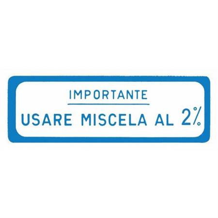 Adesivo miscela 2% blu versione larga per Vespa vnb-vba-gl-vla- (LV2), ricambio 60008667