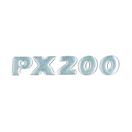 Scritta adesiva resinata PX200 per cofano destro Vespa PX200 con freno a disco anteriore (LV2), ricambio 60016129